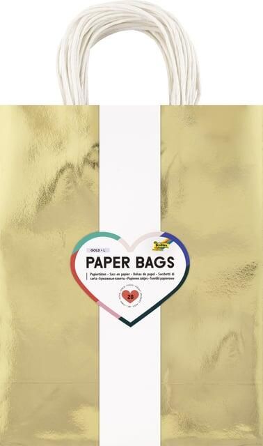 Folia Paper Cadeautas Folia goud kraft 24x31x12cm 20 stuks