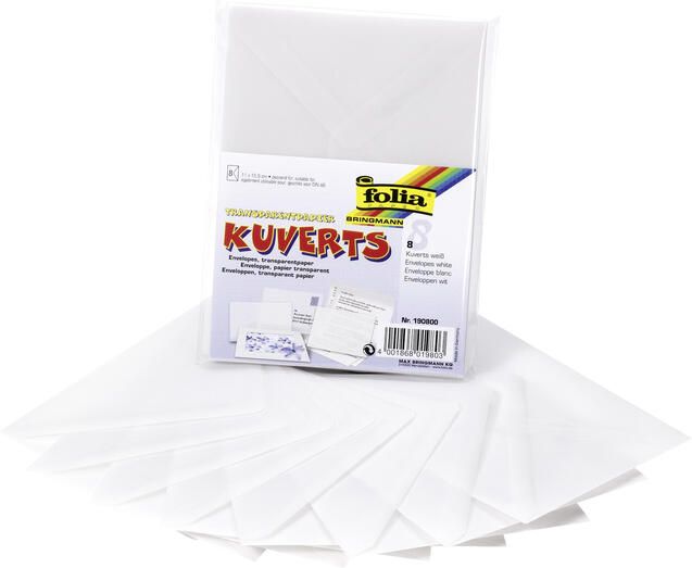 Folia Paper Envelop Folia A6 115gr set à 8 stuks transparant