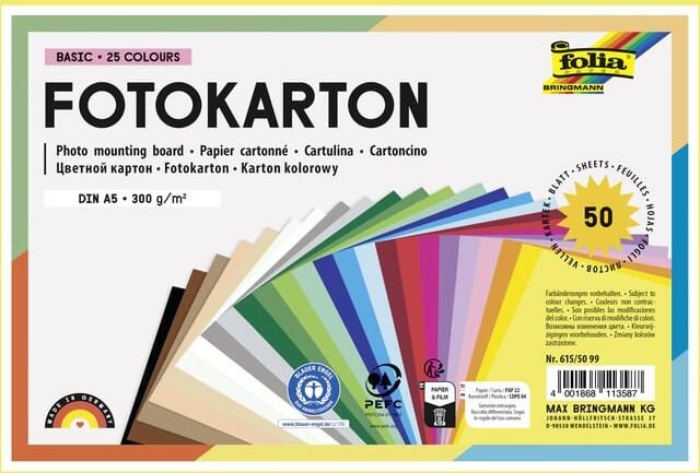 Folia Paper Fotokarton Folia 2-zijdig A5 270gr 50 vel 25 kleuren - Foto 2