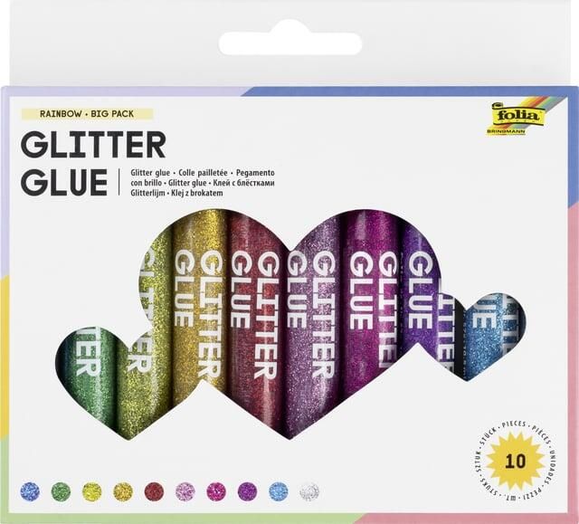 Folia Paper Glitterlijm Folia 9 5ml assorti blister Ã  10 stuks