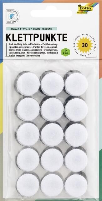 Folia Paper Klittenband Folia rond 2cm 15 stuks zwart 15 stuks wit - Foto 2