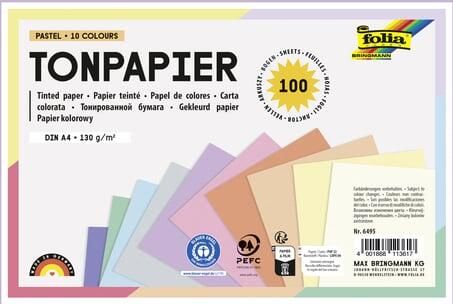 Folia gekleurd tekenpapier 130 g ft 21 x 29 7 cm A4 geassorteerde kleuren pastel pak van 100 vel - Foto 2