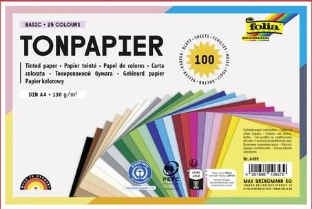 Folia gekleurd tekenpapier ft A4 pak van 100 vel in 25 geassorteerde kleuren