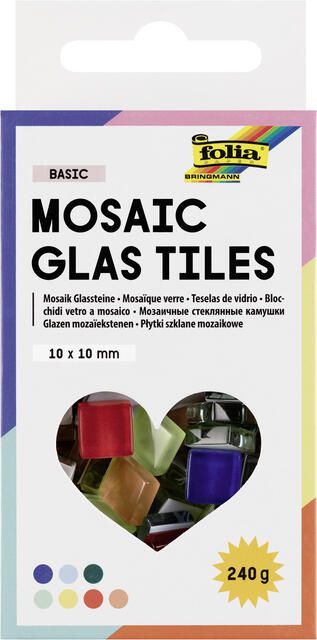 Folia Paper Mozaieksteentjes Folia 10x10mm glas basis assorti