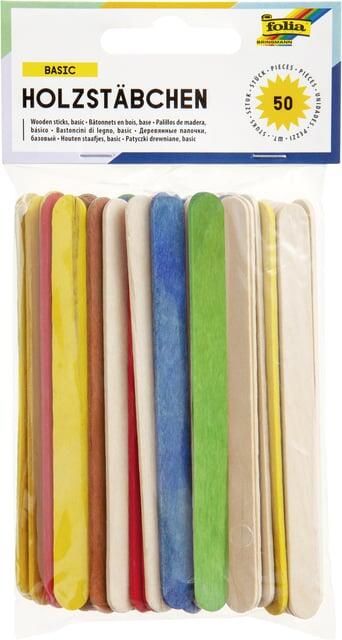 Folia Paper Stokje Folia hout assorti 50 stuks