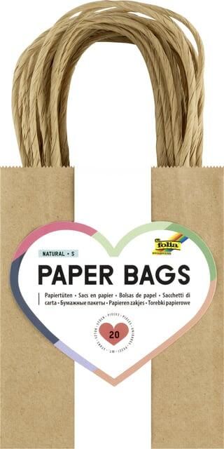 Folia Paper Papieren zakjes met handvat 125g mÂ² 120x150x55mm kraft naturel set Ã  20 stuks - Foto 3