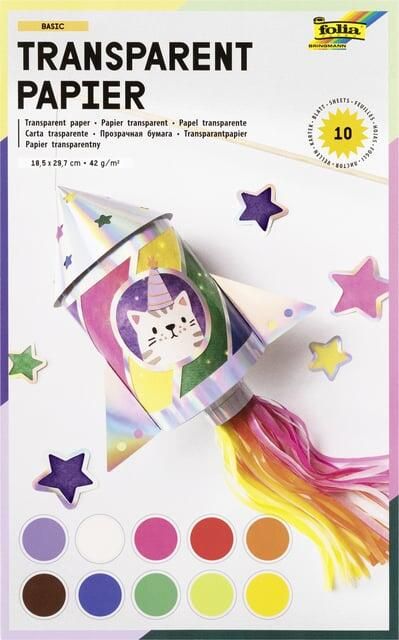 Folia Paper Transparant papier Folia 18.5x29.7cm 42gr 10 vel 10 kleuren - Foto 2