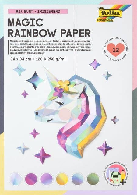 Folia Paper Regenboogpapier en karton Folia 24x34cm 120gr en 250gr 12 vel 6 tinten