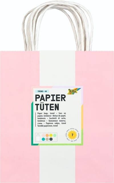 Folia Paper Tas met handvat Folia kraftpapier 110gr 18x21x8cm set Ã  7 kleuren