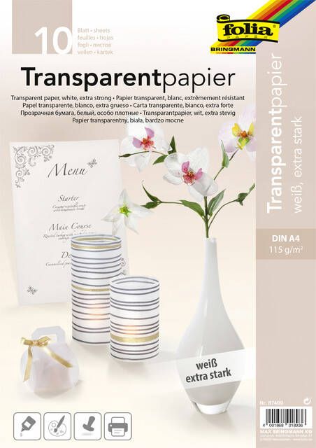 Folia Paper Transparant papier Folia A4 115gr 10 vel wit