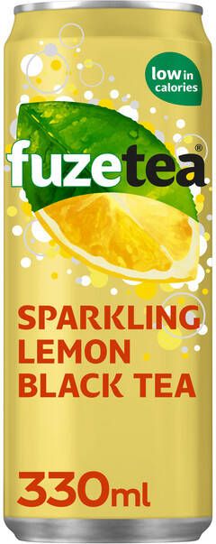 Fuze Tea Frisdrank Black Tea sparkling lemon blik 330ml