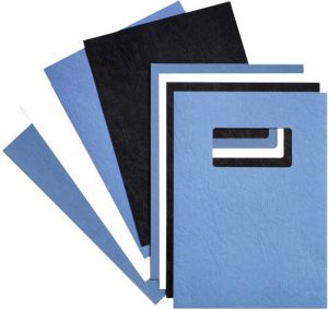 GBC Voorblad A4 lederlook met venster blauw 50stuks