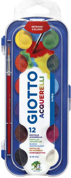 Giotto Gouache 30mm doosà 12 kleuren met penseel