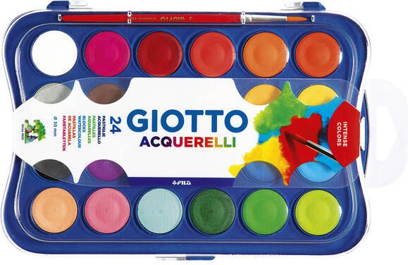 Giotto Gouache 30mm doos Ã  24 kleuren met penseel