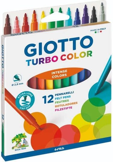 Giotto Viltstift Turbo Color setà 12 kleuren