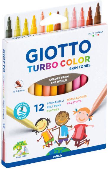 Giotto Turbo Color Skin Tones viltstiften etui van 12 stuks