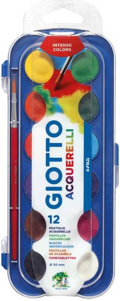 Giotto Gouache 30mm doos Ã  12 kleuren met penseel