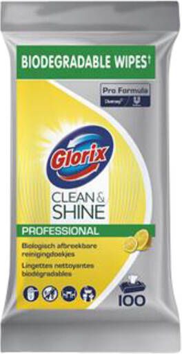 Glorix Reinigingsdoek Pro Formula Clean en Shine Biologisch afbreekbaar 100 doekjes