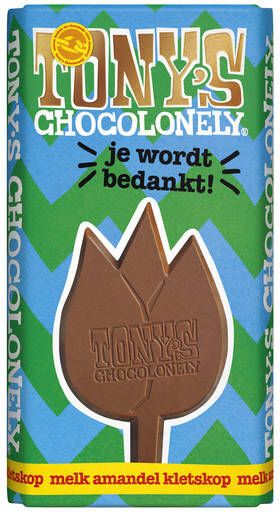 Tony's Chocolonely Chocolade Tonys Chocolonely je wordt bedankt! melk amandel kletskop 180 gram 1 stuk