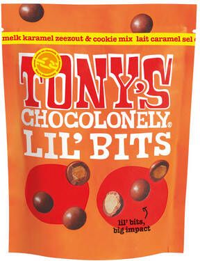 Goedkope Tony's Chocolonely Bestellen Chocolade Tony's Chocolonely Lil'Bits melk karamel zeezout biscuit 120 gram