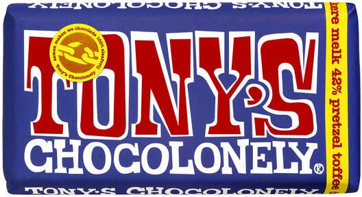 Goedkope Tony's Chocolonely Bestellen Chocolade Tony's Chocolonely reep 180gr donker melk pretzel toffee