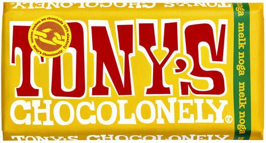 Goedkope Tony's Chocolonely Bestellen Chocolade Tony's Chocolonely reep 180gr melk noga