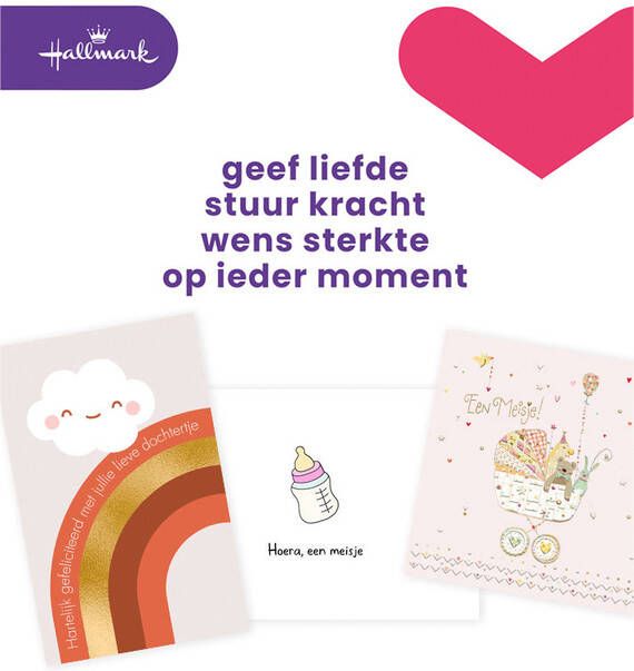 Hallmark navulset wenskaarten geboorte dochter pak van 6 stuks