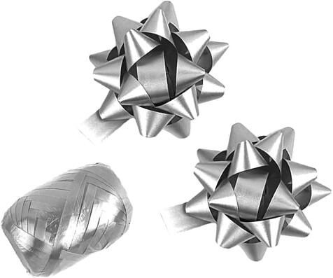 Haza Cadeaulint Polyband en 2 rozetten zilver