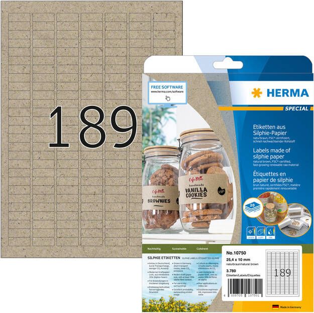 Herma Etiket 10750 25.4 x 10mm silphie bruin 3780 stuks