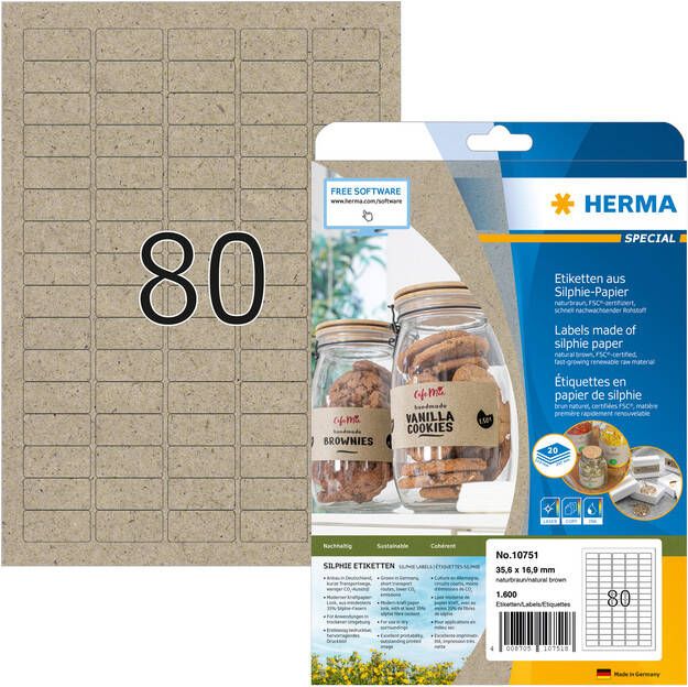 Herma Etiket 10751 35.6x16.9mm silphie bruin 1600stuks