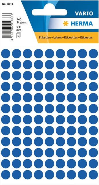 Herma Multipurpose-etiketten Ã 8 mm rond donkerblauw permanent hechtend om met de