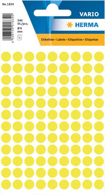 Herma Multipurpose etiketten Ã 8 mm rond fluor geel permanent hechtend om met de h - Foto 2