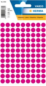 Herma Multipurpose-etiketten Ã 8 mm rond roze permanent hechtend om met de hand te