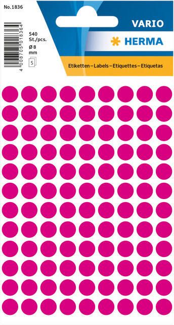 Herma Multipurpose etiketten Ã 8 mm rond roze permanent hechtend om met de hand te - Foto 2