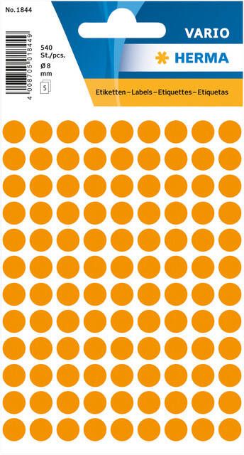 Herma Multipurpose-etiketten Ã 8 mm rond fluor oranje permanent hechtend om met de - Foto 2