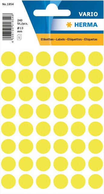Herma Multipurpose-etiketten Ã 13 mm rond fluor geel permanent hechtend om met de