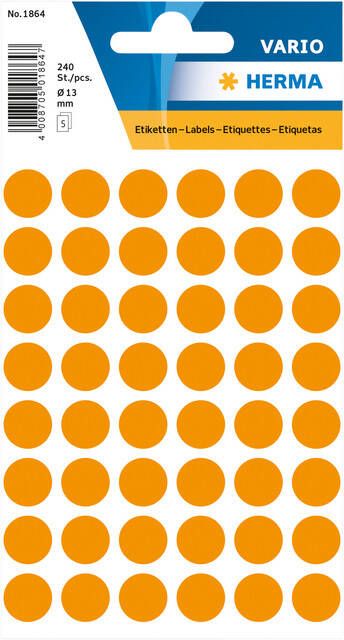 Herma Multipurpose-etiketten Ã 13 mm rond fluor oranje permanent hechtend om met d - Foto 2
