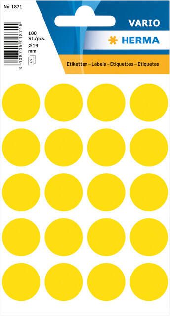 Herma Multipurpose etiketten Ã 19 mm rond geel permanent hechtend om met de hand t - Foto 2