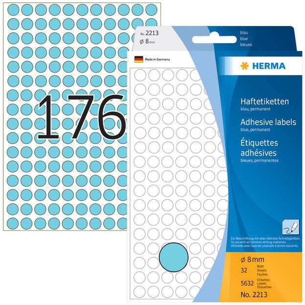 Herma Multipurpose etiketten Ã 8 mm rond blauw permanent hechtend om met de hand t - Foto 2