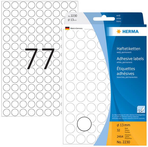 Herma Multipurpose etiketten Ã 13 mm rond wit permanent hechtend om met de hand te - Foto 1