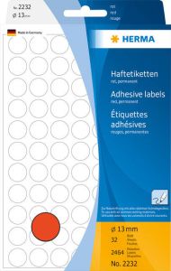 Herma Multipurpose-etiketten Ã 13 mm rond rood permanent hechtend om met de hand t