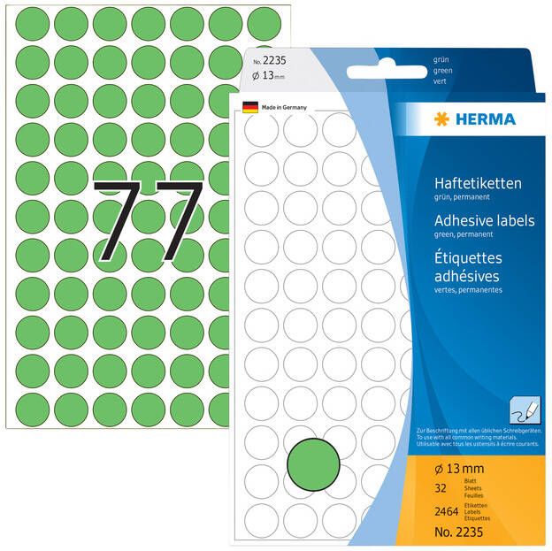 Herma Multipurpose-etiketten Ã 13 mm rond groen permanent hechtend om met de hand - Foto 1