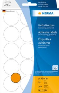 Herma Multipurpose-etiketten Ã 32 mm rond fluor oranje permanent hechtend om met d
