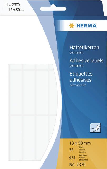 Herma Multipurpose-etiketten 13 x 50 mm wit permanent hechtend om met de hand te b