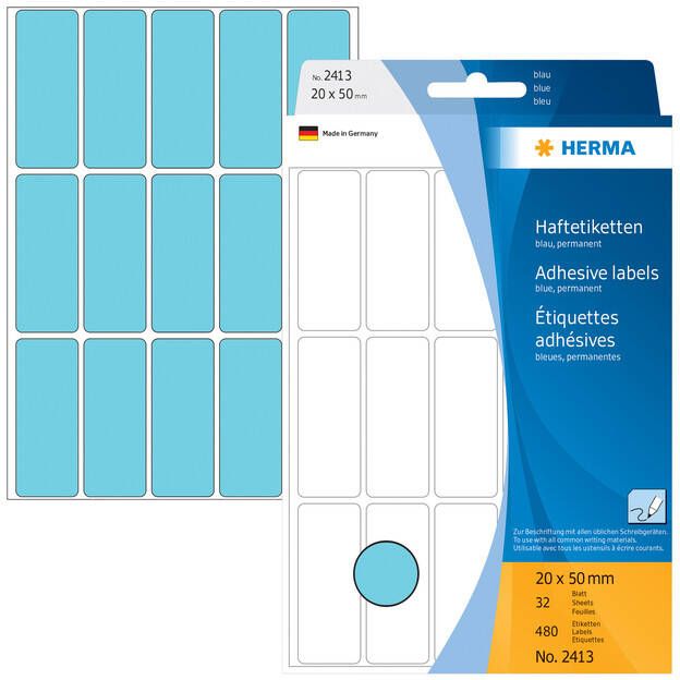 Herma Multipurpose etiketten 20 x 50 mm blauw permanent hechtend om met de hand te - Foto 2