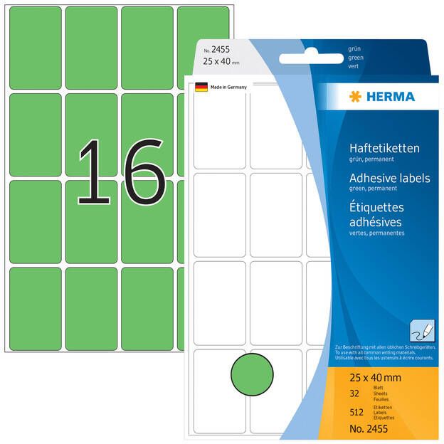 Herma Multipurpose etiketten 25 x 40 mm groen permanent hechtend om met de hand te - Foto 1