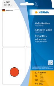 Herma Multipurpose-etiketten 52 x 82 mm rood permanent hechtend om met de hand te