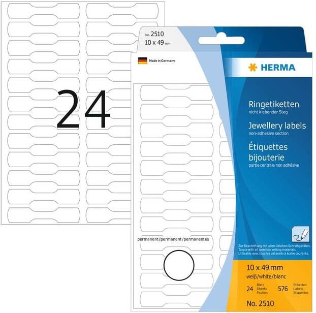 Herma Ringetiketten 10 x 49 mm wit karton om met de hand te beschrijven