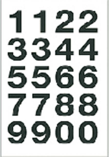 HERMA Etiket 4136 20x18mm getallen 0-9 zwart op transparant