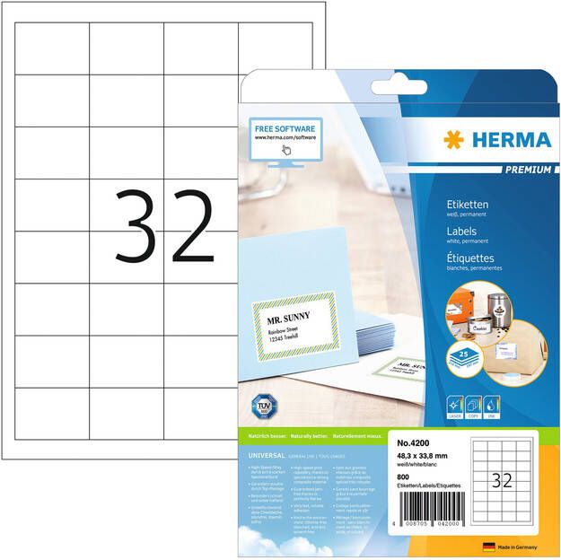 Herma PREMIUM etiketten A4 48 3 x 33 8 mm wit permanent hechtend